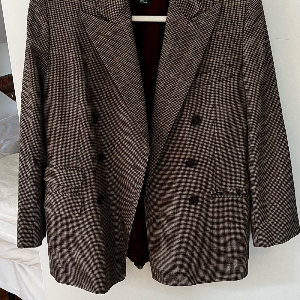 Ralph Lauren Double-Breasted Blazer in Brown Check